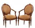 Pair of Louis XVI Walnut Fauteuils en Cabriolet