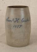 Pennsylvania stoneware presentation tankard dated