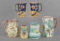 Six majolica pitchers
