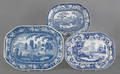 Three Staffordshire English scenery platters
