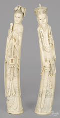 Pair of Chinese carved ivory figures late 19th c