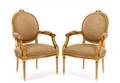 Pair of Louis XVI Style Giltwood Fauteuils