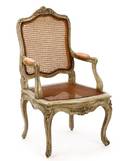 Louis XV Period Painted  Caned Fauteuil