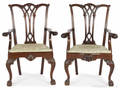 Pair of Chippendale style mahogany armchairs