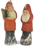 Two composition belsnickle Santa figures
