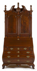 Kittinger mahogany bombe secretary desk and bookcase