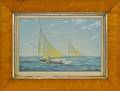 Gouache yacht racing scene
