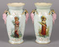 Pair of painted porcelain vases