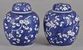 Pair of Chinese blue and white ginger jars with covers
