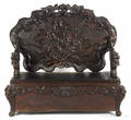 Chinese carved hardwood bench with a lidded seat
