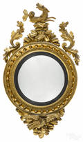 Pair of classical giltwood convex mirrors ca 1820