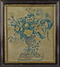 Watercolor of an urn of flowers