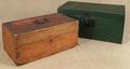 Two New England painted pine document boxes