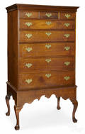 Pennsylvania Queen Ann walnut chest on frame ca 1770