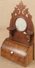 Victorian walnut hanging shaving mirror