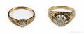 Two 18K yellow gold diamond rings