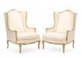 Pair Louis XV Style Winged Confessional Bergeres