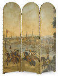 Oil on panel dressing screen 19th c