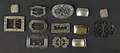 Group of sterling and silvertone buckles