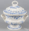 Blue and white transferware covered tureen