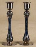 Pair of contemporary David Barak art glass candlesticks