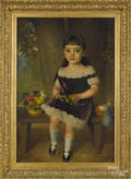 Oil on canvas portrait of a young girl ca 1850