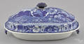 Blue Staffordshire covered entre dish 19th c