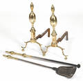 Pair of Federal brass doublelemon top andirons ca 1810