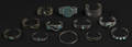 Twelve Southwestern style silver and turquoise bangle and cuff bracelets
