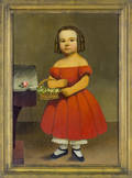 Oil on canvas portrait of a young girl ca 1840