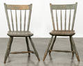 Pair of painted plank seat chairs