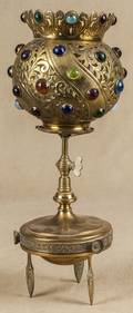 Jeweled brass table lamp