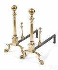 Pair of Chippendale brass andirons ca 1770