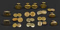 Nine sets of 10K yellow gold cuff links