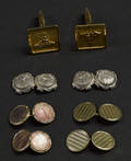 Four sets of 14K yellow gold cuff links