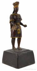 Painted wood and composition table top cigar store Indian warrior