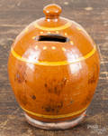 Greg Shooner redware bank with slip date  1837