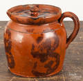Pennsylvania redware covered pitcher