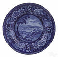 Historical blue Staffordshire  View of Washington  plate