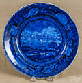 Historical blue Staffordshire  City of Albany  plate