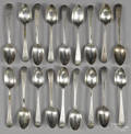 Eighteen English bright cut silver teaspoons ca 1800