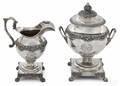 Philadelphia silver covered sugar and creamer ca 1825