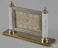Tiffany  Co brass and marble desk clock