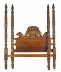 Caribbean carved mahogany tall post bed 19th c