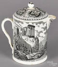 Hornberger black transferware covered pitcher