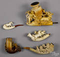 Five carved meerschaum pipes