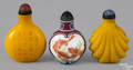 Three Chinese glass and porcelain snuff bottles