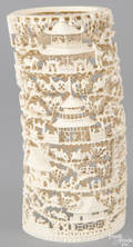 Chinese carved ivory tusk ca 1900