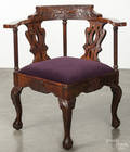 Centennial Chippendale carved mahogany corner chair