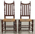 Pair of New England painted banisterback chairs